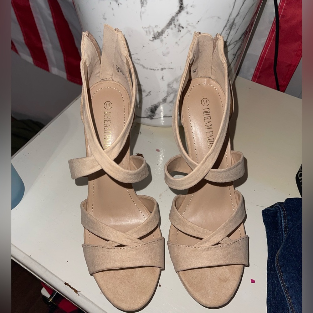 Tan color high heels 6 inches size 11